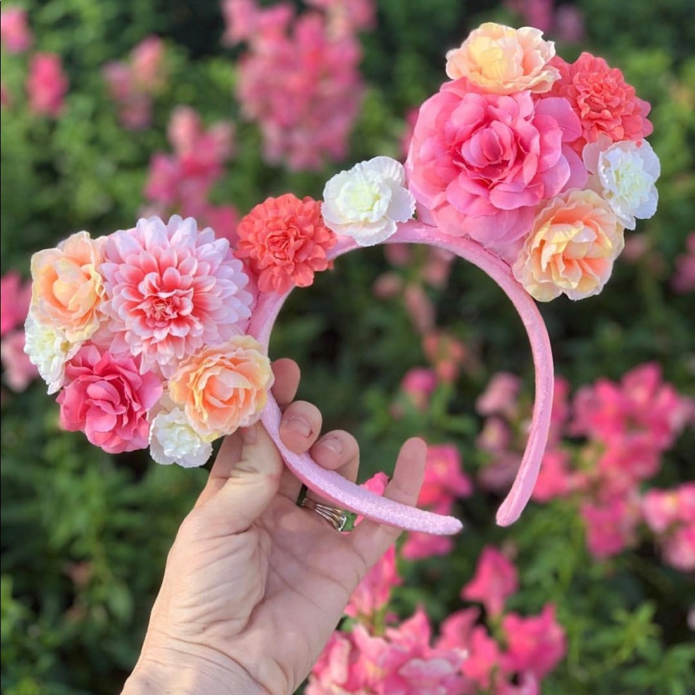 Epcot Flower and Garden Pink Floral Minnie Mickey Ears from Walt Disney World